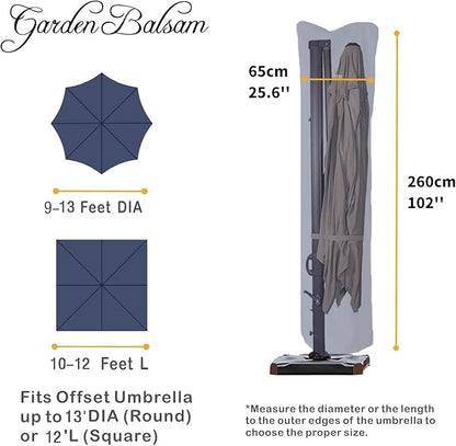 Patio Umbrella Cover for 9ft to 13ft Offset Umbrella, Water Resistant, Curved Cantilever and Straight Pole Parasol Outdoor Umbrellas Cover with Zipper and Rod Dark Blue