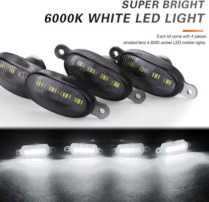 4 Pieces LED Front Grille Lights for Ford F-Series F-150 2009-2014, Radiator Grill Marker Lamp Waterproof Lighting Upgrade ABS Polycarbonate,Yellow