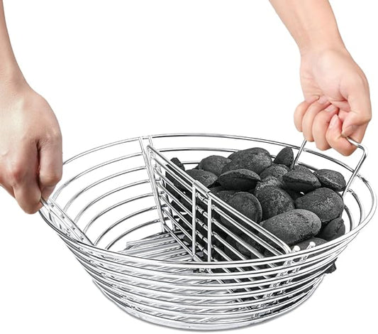 The Accessories for Big Green Egg, Ash Charcoal Basket for Large BGE, Parts for Big Green Egg, Stainless Steel Grill Ash Baskets for The Large(L) BGE and Kamado the Joe Classic(with Divider)
