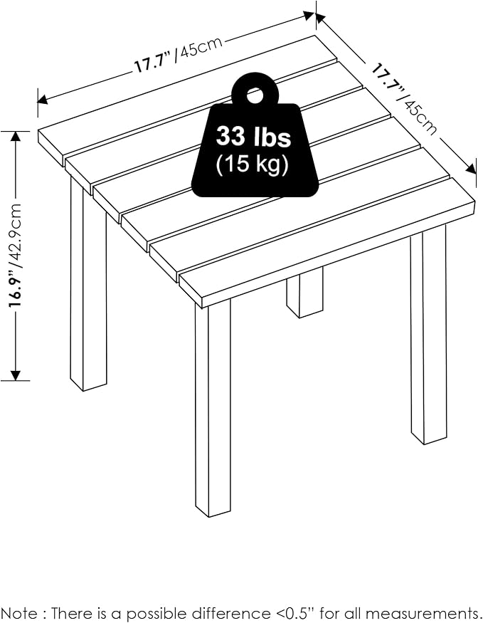 Furinno TIOMAN Patio Table, Outdoor Side Table, Patio End Table, Coffee Table in Teak Oil, for Patio, Garden, Porch, Natural