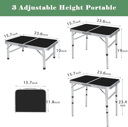 Portable Camping Table, Adjustable Height Aluminum Folding Table, Lightweight & Compact, Outdoor Picnic Table for Camping, Hiking, Beach, BBQ, Travel