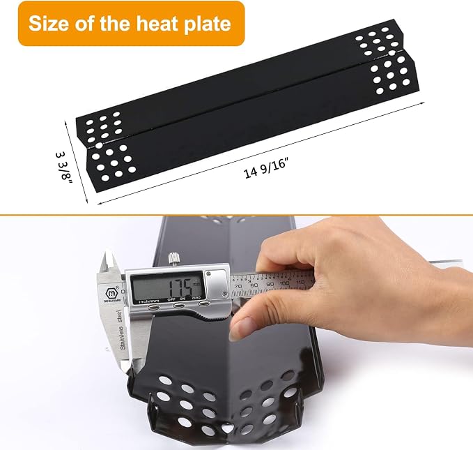 Hisencn Burner Tube and Heat Plate for Expert 5 Burner Grill 720-0968C | 5-pack stainless steel straight tube + porcelain heat tent shield replacement parts for expert grill 5 burner