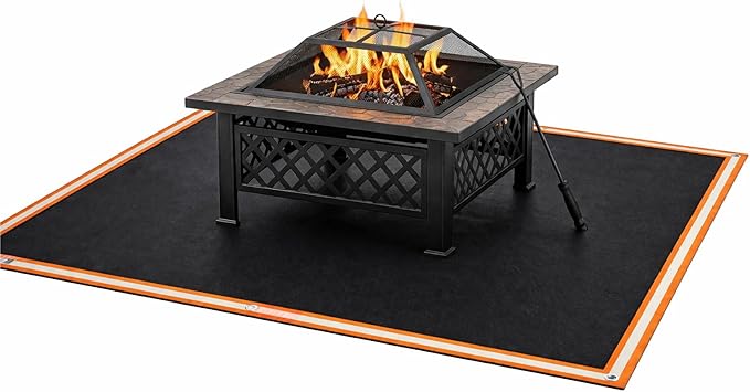 Fire Pit Mat & Grill Pad — 67"×60" XL Fireproof Deck Protector, Triple-Layer Silicone + Fiberglass, for Outdoor Firepit, BBQ, Patio & Lawn