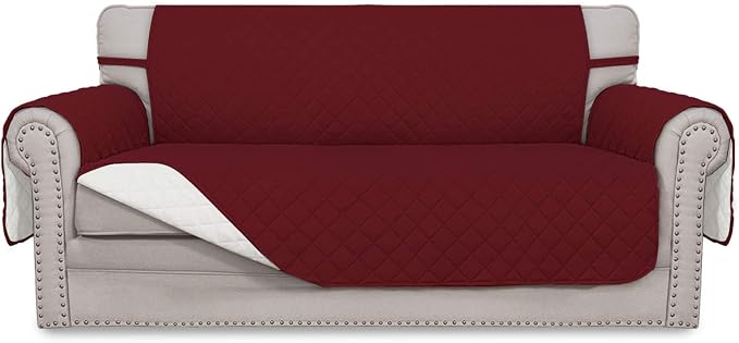 Easy-Going Reversible Couch Cover, 2 Cushion Sofa, Christmas Red/Ivory | Oversized Loveseat Slipcover For Dogs, Water Resistant Mat, Living Room, Non-Slip Sofa Cover, Pet Friendly