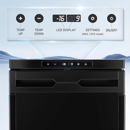 1.77 Cu.Ft Portable Refrigerator with True Freezer -4°F | 12V/24V DC & 110V AC, APP Control, Energy Star Certified, Compact Refrigerator for RV, Camper, Truck, Boat, Apartment