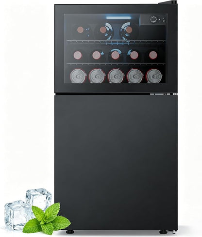 Electactic 2.6 Cu.Ft Mini Fridge with Freezer, 2 Door Compact Refrigerator, Freestanding Beverage Wine Cooler for Bedroom, Office, Home, Reversible Door, Adjustable Thermostat,Black