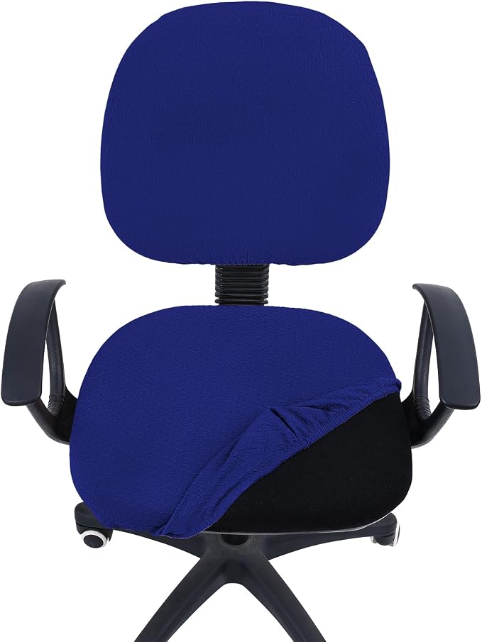 Smiry Office Computer Chair Covers for Desk Rotating Chair Protector | Stretch Jacquard Removable Washable Universal Slipcovers, Seat + Backrest Cover, Royal Blue