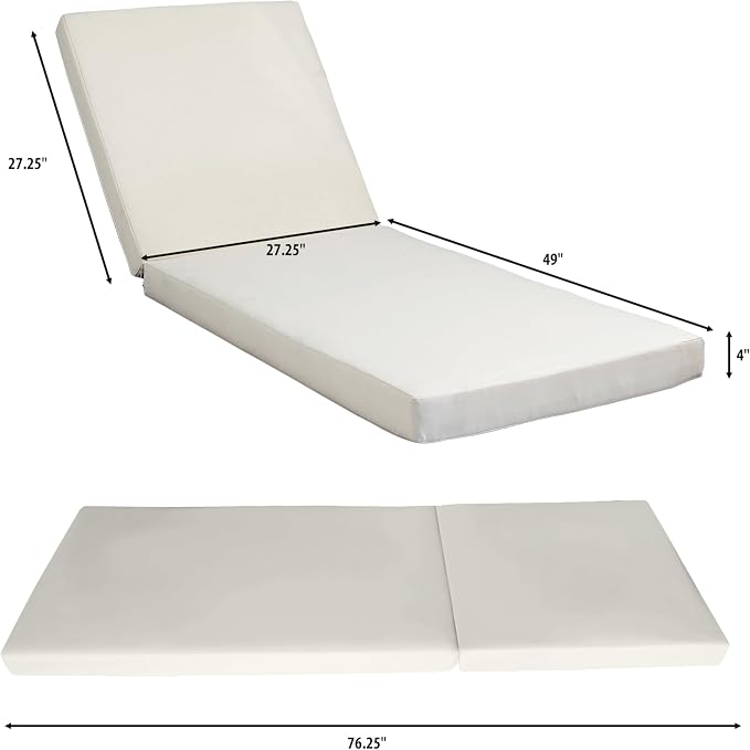 Christopher Knight Home Dami Patio Chaise Lounge Chair Outdoor with 4-Thick Cushion, Acacia Wood Poolside Sun Lounger with Space Available On One Side, Adjustable Backrest Pool Lounger, Black + Cream