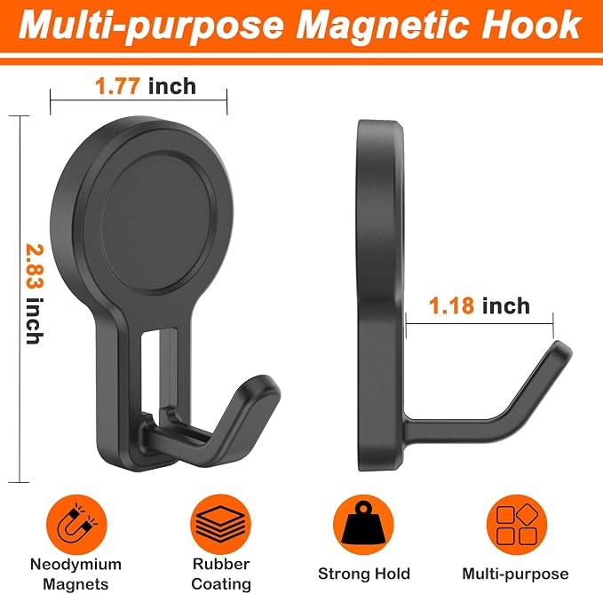 4 Pack Magnetic Grill Hooks, Strong Magnetic Hook for Grill, Rust Proof & Heavy Duty Outdoor Magnetic Hooks, Grills Magnetic Hooks for Barbecue Tool, Outdoor Hanging, Refrigerator, Grill, Kitchen