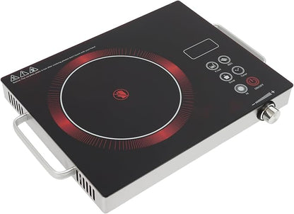 DYNAMI 1300W Electric Cooktop with LED Display and Timer,Electric Ceramic Stove Top,Countertop Stove w/Steplessly Adjustable Power,Overheat Protection,Waterproof and Oil-resistant,with Plug