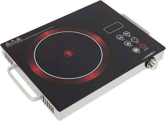 DYNAMI 1300W Electric Cooktop with LED Display and Timer,Electric Ceramic Stove Top,Countertop Stove w/Steplessly Adjustable Power,Overheat Protection,Waterproof and Oil-resistant,with Plug