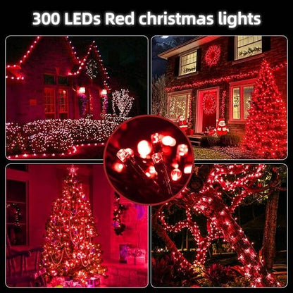 MZD8391 105FT 300LED Christmas Light Outdoor Indoor,Christmas Tree Light | Red, 100% UL Listed, Waterproof, 8 Light Modes, Timer & Memory, End To End Connect, Christmas String Light Outdoor Indoor