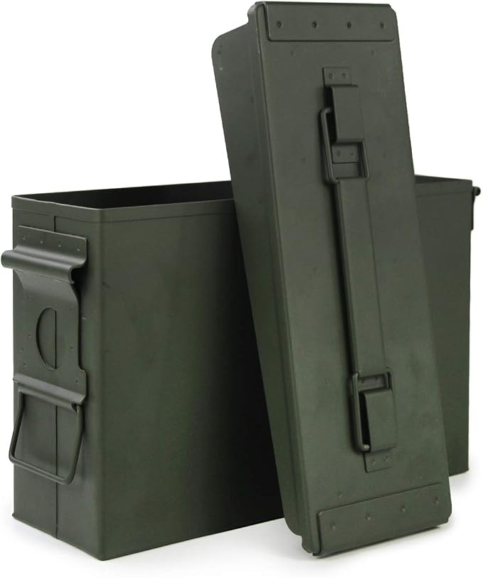 GUGULUZA Metal Ammo Can 30 50 Cal, Waterproof Airtight Ammo Containers Case | Heavy-Duty Ammunition Storage Case Military Container, Lockable Box w/Flip Top for Long-Term Storage Bullet, 30Cal and 50 Cal