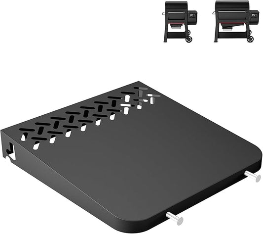 KEESHA BBQ Side Table for Weber Searwood 600/600XL Pellet Grills, Heavy-Duty Stainless Steel Folding Prep Station, BBQ Accessory with Hooks, Replace for Weber 3400140