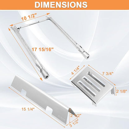 Spirit Grill Parts for Weber Spirit 2 Grill Parts GS4 Spirit II 200 SER E210 S210 Replacement for Weber GS4 Spirit 2 Flavorizer Bars 7635 67045 3400301, Burner Tube 67024 69785 & Heat Deflector 67060