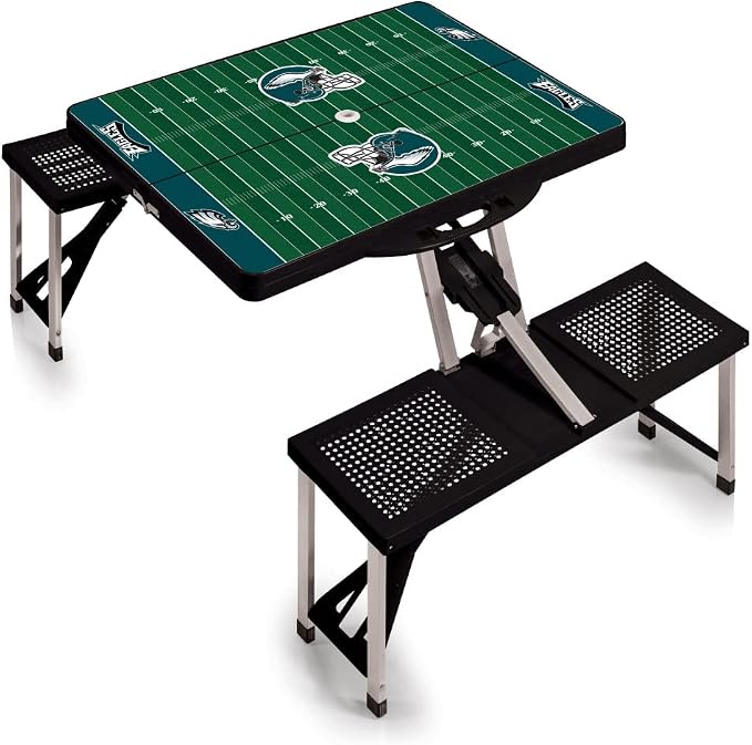 Picnic TIME NFL Football Field Folding Picnic Table, Camping Table, Outdoor Table with Umbrella Hole