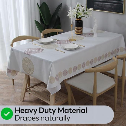 Wipeable Waterproof Tablecloth Vinyl Tablecloths for Rectangle Tables Heavy Duty PVC Tablecloth for Kitchen Dining Table(Geometry-2, 54'' x 72'')