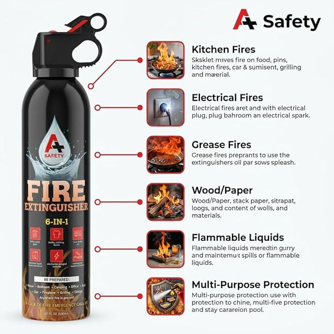 A+ Safety Aerosol Fire Extinguisher 2-Pack, Non-Toxic Water-Based Spray for Garage, RV, Boat, E-Bike Charging, Grill & Glovebox, Compact Backup to Your Home Extinguisher