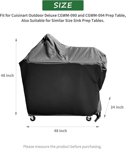 Outdoor Sink Cover for Cuisinart Outdoor CGWM-090 and CGWM-094 Prep Table, Waterproof Sink Station Cover Dustproof Prep Table Station Covers for Grill Black - 48"L×24"W×48"H, Black