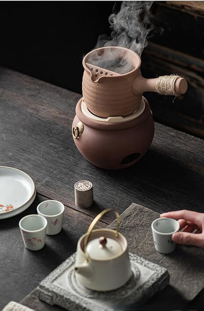 Chaozhou Imperial Kiln rare red clay charcoal stove tea set Kung Fu tea stove Outdoor heating stove barbecue oven Pottery stove（ Ancient charcoal furnace diameter 16CM* H12CM）
