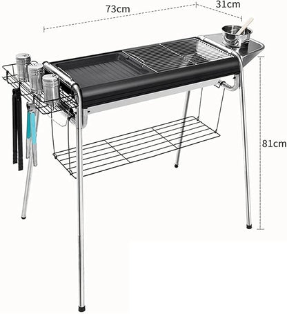 Portable Charcoal Grill for Camping BBQ Grills, Outdoor Barbecue Grill with Thickened Stainless Steel Fire Rod, Foldable & Removable Rack for Smoking and Grilling, A-1