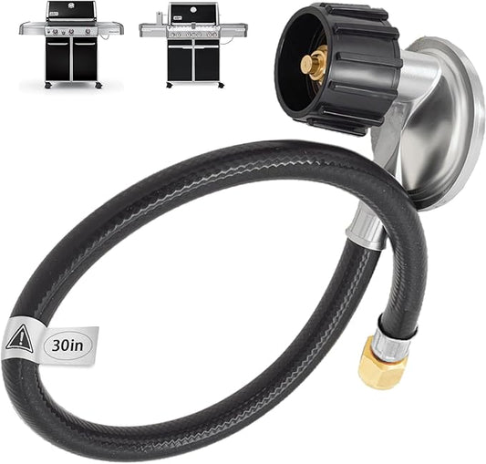 7627 Hose and Regulator Kit for Weber Genesis 300 Series(w/Front Control Knobs) & Summit 400/600 Gas Grills,Includes Silver/Gold Platinum Genesis Grill Parts for Weber Propane Hose 25332,84987,30 Inch