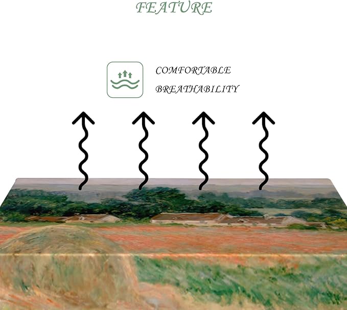 70x140 Inch Oil Painting Rectangle Tablecloth Monet Haystacks Series Table Cloth Impressionist Art Washable Durable Table Cover for Dining Garden BBQ Home Farmhouse Decor