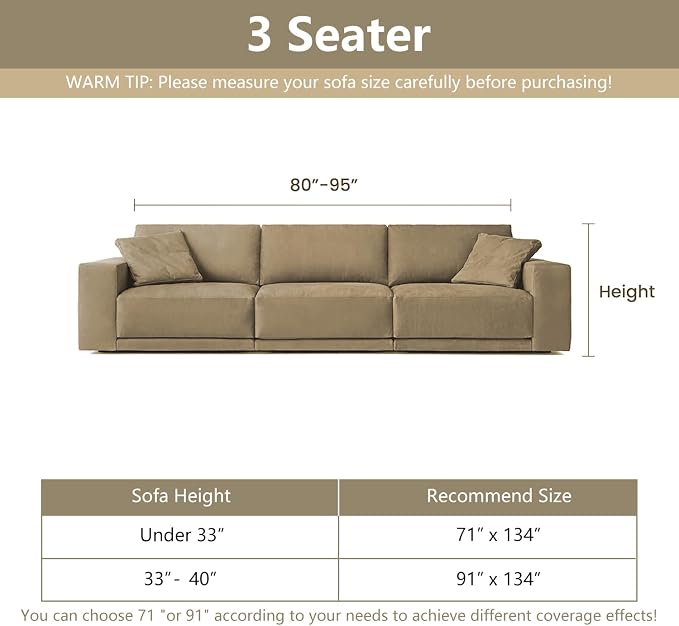 MYSKY HOME Christmas Couch Cover, Sofa Cover for 3 Cushion Couch, Non-Slip Soft Sofa Slipcover Protector, Sofa Covers Washable, Couch Covers for Sectional Sofa, Sofa Towel for Pet Cat Dog, 71" x 134"