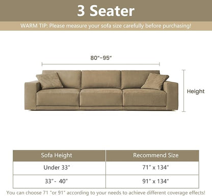MYSKY HOME Christmas Couch Cover, Sofa Cover for 3 Cushion Couch, Non-Slip Soft Sofa Slipcover Protector, Sofa Covers Washable, Couch Covers for Sectional Sofa, Sofa Towel for Pet Cat Dog, 71" x 134"
