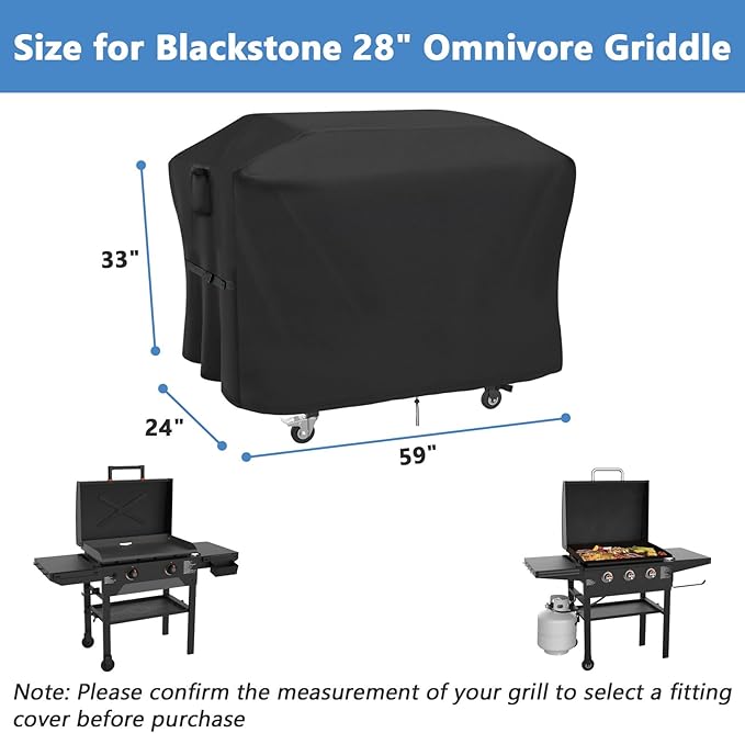 Grill Cover for Blackstone 28 Inch Model 2080 2207 2287 2351 2357 2366 2416 2465 Omnivore Griddle, Outdoor Waterproof Weather Resistant BBQ Griddle Cover - 59 x 24 x 33 Inch