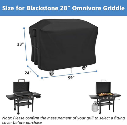 Grill Cover for Blackstone 28 Inch Model 2080 2207 2287 2351 2357 2366 2416 2465 Omnivore Griddle, Outdoor Waterproof Weather Resistant BBQ Griddle Cover - 59 x 24 x 33 Inch