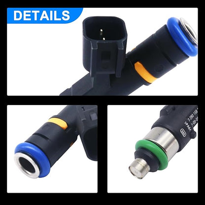 HiSport Fuel Injector 0280158119 6PCS Compatible with Chrysler Jeep Dodge Wrangler, Grand Caravan, Town and Country, Voyager Routan 2008-2010,Replaces FJ1029 4861667AA