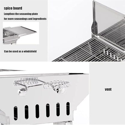 Charcoal Grill Folding Charcoal Grill Portable Charcoal Grill Stainless Steel for Outdoor Camping Travel Park Beach BBQ Grill