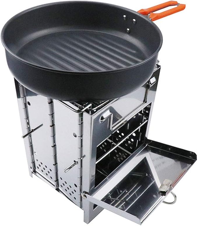Portable Charcoal Grill for Camping BBQ, Stainless Steel Foldable Outdoor Barbecue Grill with Mesh Carry Bag, Ideal for Garden Party & Travel,A-1