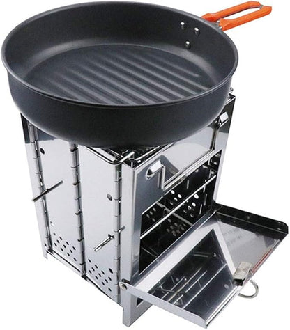Portable Charcoal Grill for Camping BBQ, Stainless Steel Foldable Outdoor Barbecue Grill with Mesh Carry Bag, Ideal for Garden Party & Travel,A-1