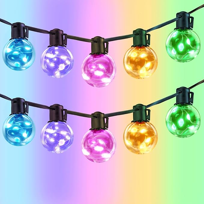Outdoor String Lights USB Plug-in,20ft 15 Color Changing LED Bulbs | 220+ Scene Modes,Dimmable,Timer,Remote & App Control,IP65 Waterproof Globe Bulb Shatterproof for Patio Backyard Balcony Decor