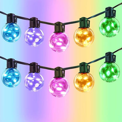 Outdoor String Lights USB Plug-in,20ft 15 Color Changing LED Bulbs | 220+ Scene Modes,Dimmable,Timer,Remote & App Control,IP65 Waterproof Globe Bulb Shatterproof for Patio Backyard Balcony Decor