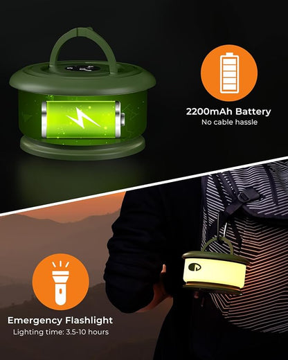 Camping String Lights, Retractable 32.8FT Rechargeable Fairy Light | Quick Storage RGB Flash Lamp Outdoor Waterproof, Portable Hanging Lantern for Outside Tent Patio Awning Garden RV Essentials