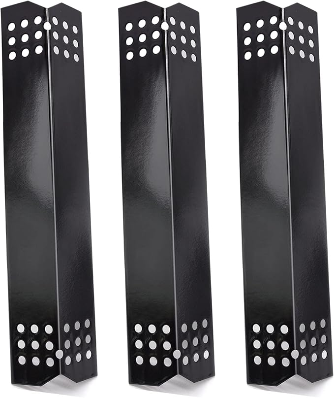 Criditpid Grill Heat Plate Shield, Burner Cover, Flame Tamer for Grillmaster 720-0697 720-0737, 14 9/16" Porcelain Steel Gas Grill Replacement Parts for Nexgrill 720-0830H 720-0783E 720-0896B, 3-Pack
