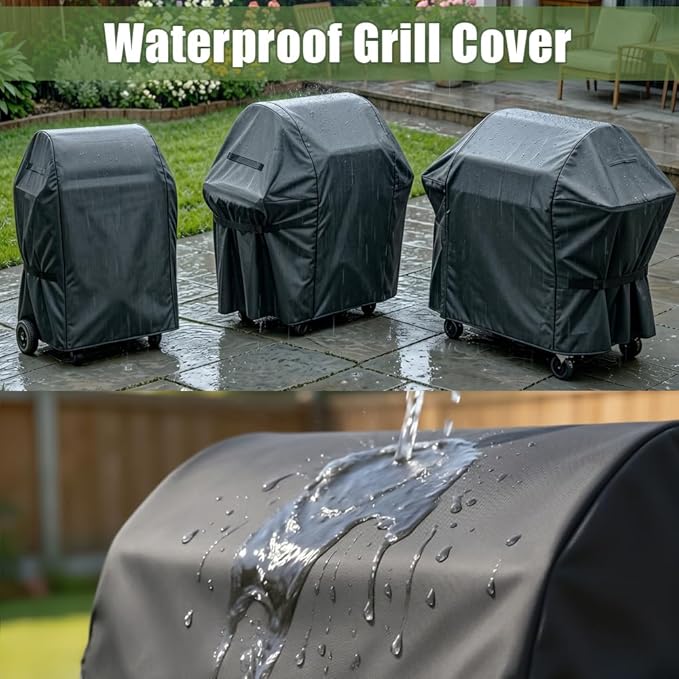 Grill Cover, 58-inch Heavy Duty Oxford Outside Waterproof Grill Covers, Dust-Proof Windproof UV Resistant BBQ Gas Cover Fit Most Brands Char Broil, Weber, Brinkmann, Holland