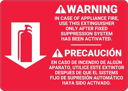 Fire Extinguisher Instruction Warning Bilingual Spanish - Wall Sign Bilingual Signs 8"x12" Metal Sign Danger Warning Man Cave Yard Indoor Or Outdoor