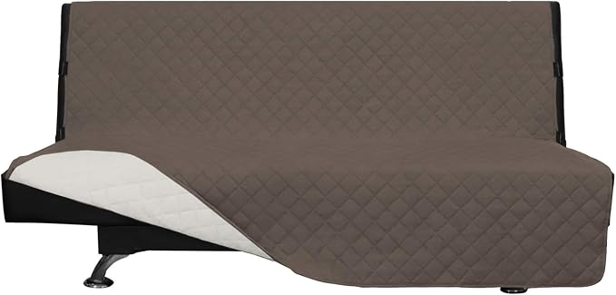Easy-Going Reversible Couch Cover, Large Futon Sofa, Taupe/Ivory | Machine Washable Slipcover For Dogs, Water Resistant Furniture Mat For Living Room, Non-Slip Sofa Cover, Pet Friendly