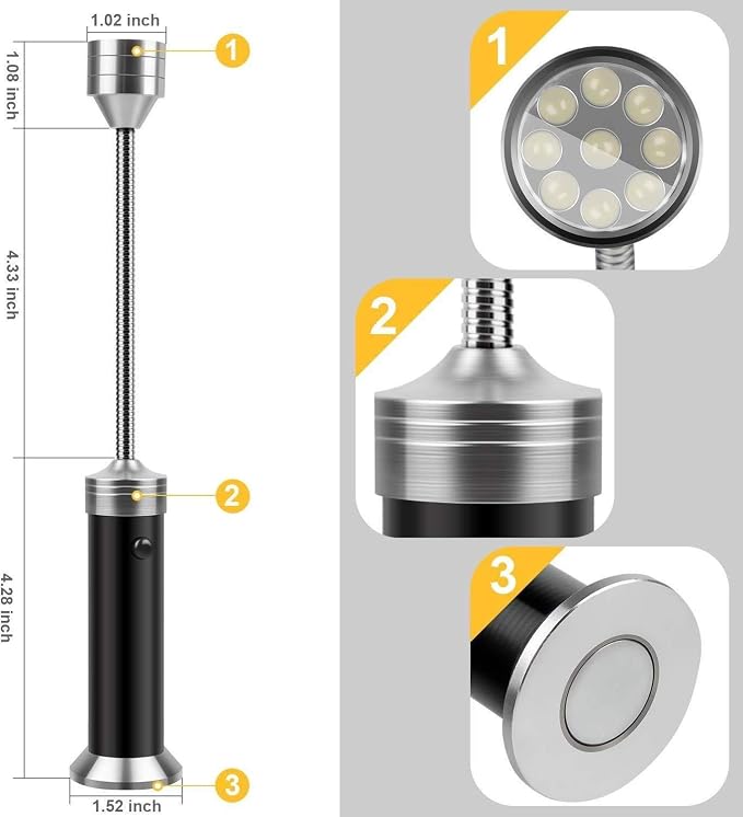 Barbecue Light Barbecue Grill Light BBQ Lights Magnetic Base Super-Bright LED Outdoor Cooking Camping Reading Tools Accessories Portable Lights (Color : Black)