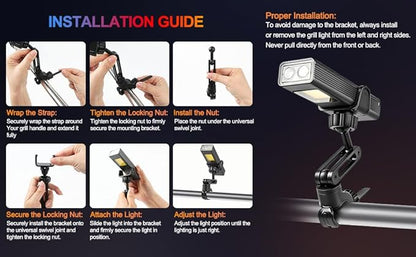 Rechargeable LED Grill Lights and Flashlight for Outdoor Grill with Magnetic, IPX5 Waterproof, 2-Level Brightness, USB-C Charging, Portable Grill Accessories, Grilling Gift for Men, Dad, Grill Lights