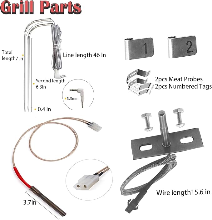 Digital W/LCD Display Control Board Thermostat Kit for Pit Boss Pellet Grill Smoker Austin XL, Replacement Parts Includes Meat Probes,Temp Sensor & Ignition Hot Rod