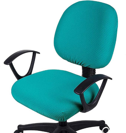 Smiry Office Computer Chair Covers for Desk Rotating Chair Protector | Stretch Jacquard Removable Washable Universal Slipcovers, Seat + Backrest Cover, Peacock Green