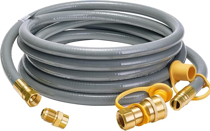 CALPOSE 15 Feet 1/2 inch ID Natural Gas Grill Hose with Male Quick Connect Plug and 3/4"-16UNF Female Flare, Natural Gas Line for Grill, Pizza Oven, Heater and More Low Pressure Appliance(NOT 3/8”)