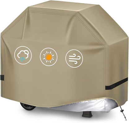 Perfect Grill Cover for Outdoor Grills Waterproof Rip-Proof Weather Resistant for Reliable Protection Griddle Cover Easy to Clean Adjustable Hem Drawstring Fade Resistant (Beige, 65)
