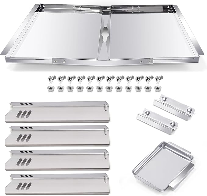 Hiorucet DGF493BNP Drip Pan Replacement Parts, Adjustable 24''-30'' Grease Tray & Heat Plate Tent for Dyna Glo DGF493BNP, DGF510SBP, DGF510SSP, Backyard Grill BY13-101-001-12, BY14-101-001-02.
