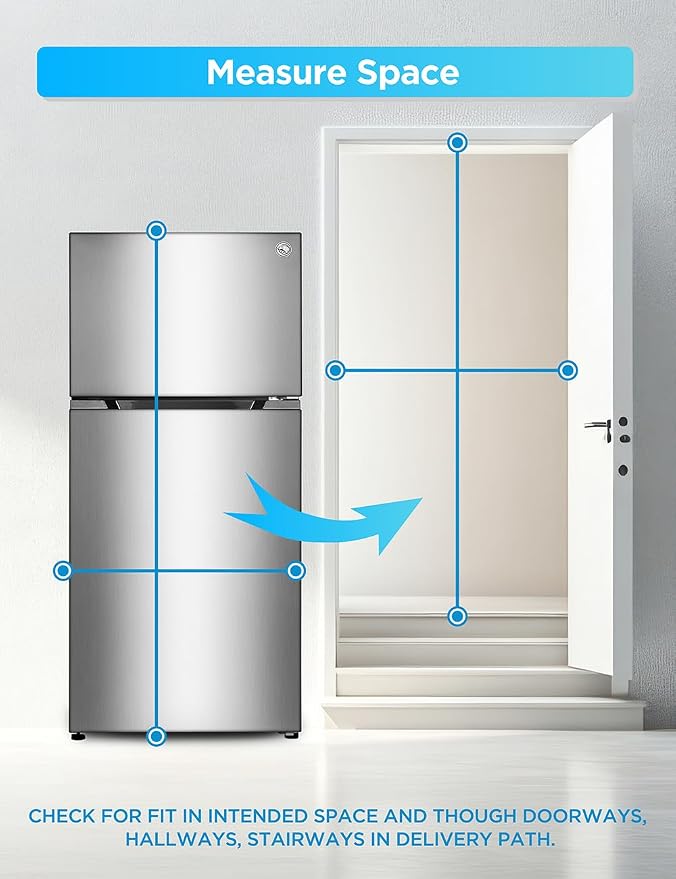 Commercial Cool 20 Cu. Ft. Top Mount Refrigerator with Freezer, 2-Door Refrigerator with Top Freezer and Adjustable Temperature Control, Ice Maker Ready, Energy Star Certified, Stainless Look | 2-Door Refrigerator with Top Freezer, Adjustable Temperatu...